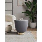 Table d'appoint ronde tapissée – Crème / Orange / Gris / Vert, Similicuir et Base Dorée, Utilisateur Unique