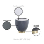 Table d'appoint ronde tapissée – Crème / Orange / Gris / Vert, Similicuir et Base Dorée, Utilisateur Unique