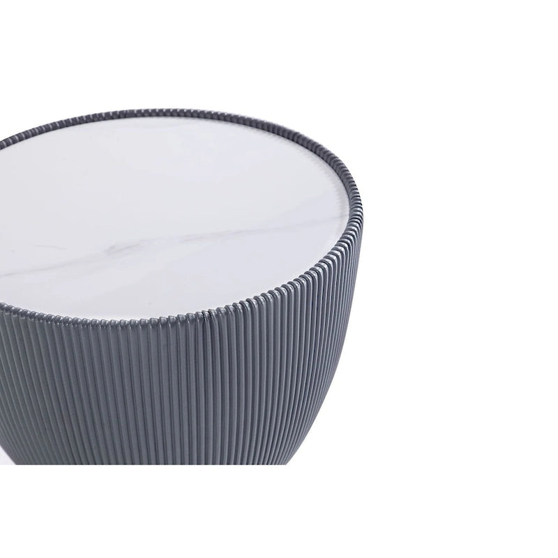 Table d'appoint ronde tapissée – Crème / Orange / Gris / Vert, Similicuir et Base Dorée, Utilisateur Unique