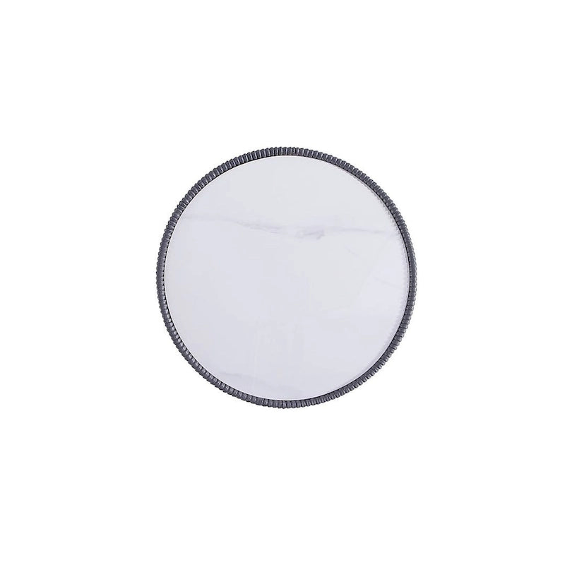 Table d'appoint ronde tapissée – Crème / Orange / Gris / Vert, Similicuir et Base Dorée, Utilisateur Unique