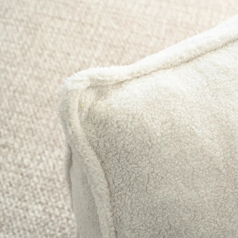 Fauteuil poire en tissu bouclé – Kaki/beige, mousse préremplie moderne, une place