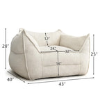 Fauteuil poire en tissu bouclé – Kaki/beige, mousse préremplie moderne, une place