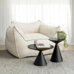 Fauteuil poire en tissu bouclé – Kaki/beige, mousse préremplie moderne, une place