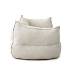 Fauteuil poire en tissu bouclé – Kaki/beige, mousse préremplie moderne, une place