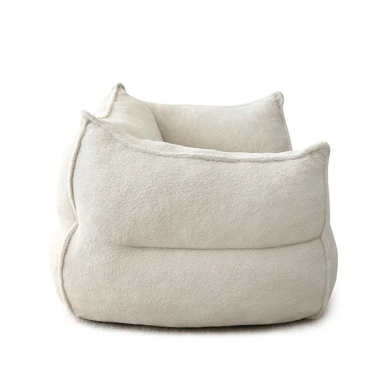 Fauteuil poire en tissu bouclé – Kaki/beige, mousse préremplie moderne, une place
