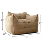 Fauteuil poire en tissu bouclé – Kaki/beige, mousse préremplie moderne, une place