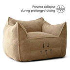 Fauteuil poire en tissu bouclé – Kaki/beige, mousse préremplie moderne, une place