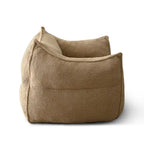 Fauteuil poire en tissu bouclé – Kaki/beige, mousse préremplie moderne, une place