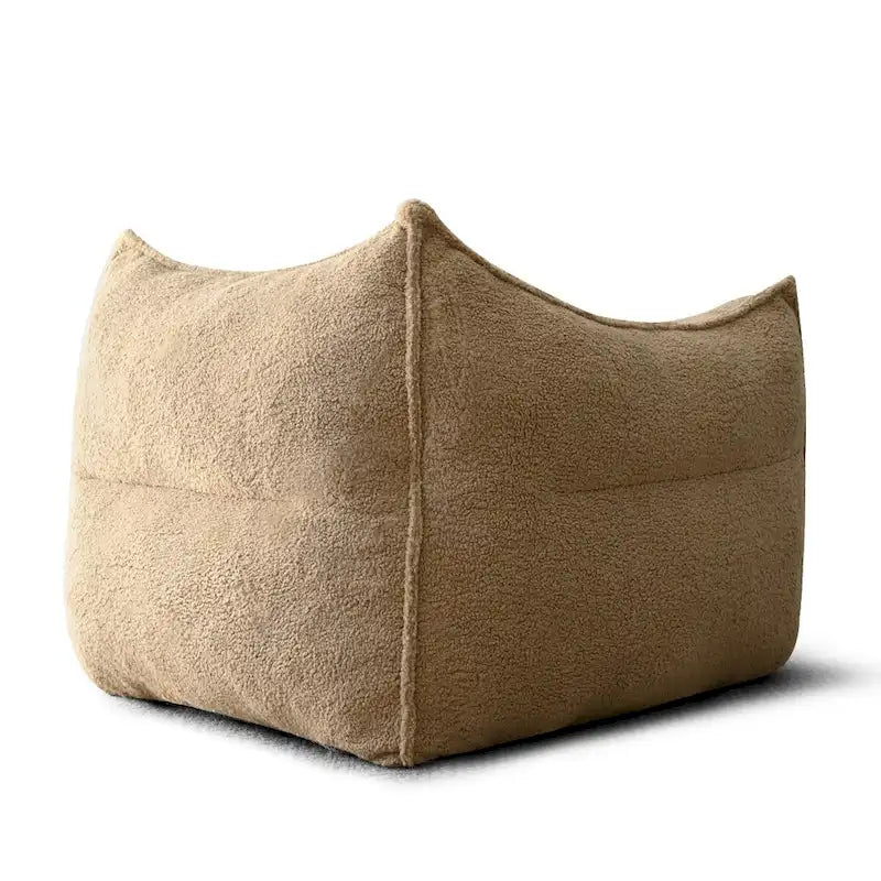 Fauteuil poire en tissu bouclé – Kaki/beige, mousse préremplie moderne, une place