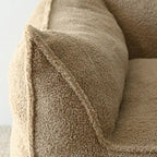 Fauteuil poire en tissu bouclé – Kaki/beige, mousse préremplie moderne, une place