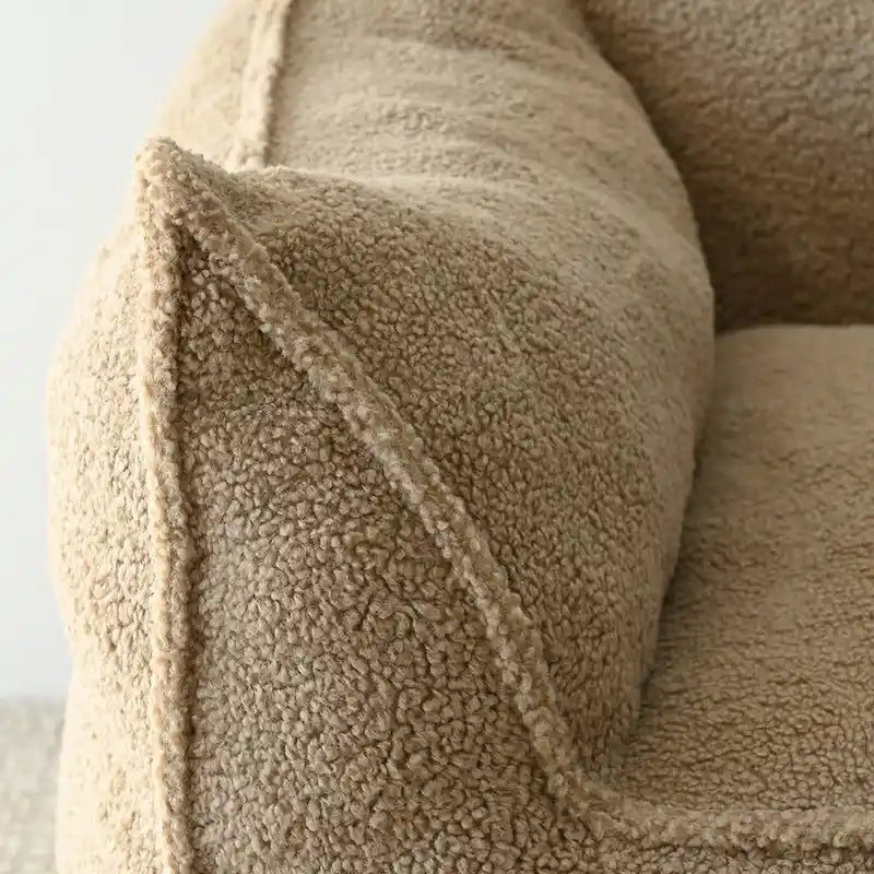 Fauteuil poire en tissu bouclé – Kaki/beige, mousse préremplie moderne, une place