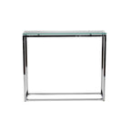 Console avec plateau en verre – Transparent / Noir / Doré, piétement traîneau moderne en acier, pour une personne
