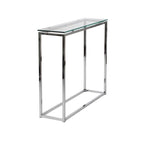 Console avec plateau en verre – Transparent / Noir / Doré, piétement traîneau moderne en acier, pour une personne