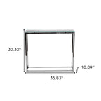 Console avec plateau en verre – Transparent / Noir / Doré, piétement traîneau moderne en acier, pour une personne