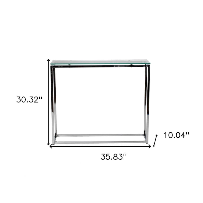 Console avec plateau en verre – Transparent / Noir / Doré, piétement traîneau moderne en acier, pour une personne
