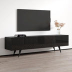 Meuble TV moderne laqué noir/blanc pour TV jusqu'à 80 pouces