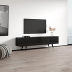 Meuble TV moderne laqué noir/blanc pour TV jusqu'à 80 pouces