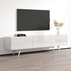 Meuble TV moderne laqué noir/blanc pour TV jusqu'à 80 pouces