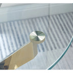 Table d'appoint ronde en verre trempé – Or/Argent, pieds en acier inoxydable, une personne