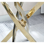 Table d'appoint ronde en verre trempé – Or/Argent, pieds en acier inoxydable, une personne