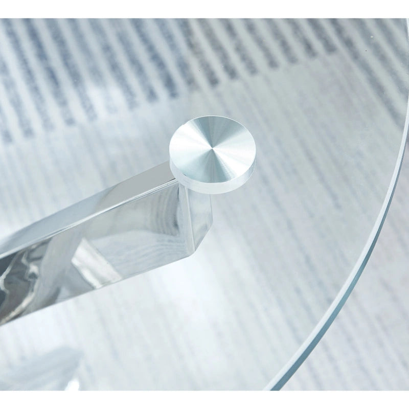 Table d'appoint ronde en verre trempé – Or/Argent, pieds en acier inoxydable, une personne