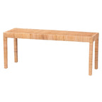 Banc d'appoint bohème en rotin brun naturel et bois d'acajou