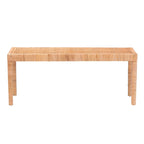 Banc d'appoint bohème en rotin brun naturel et bois d'acajou