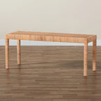 Banc d'appoint bohème en rotin brun naturel et bois d'acajou