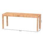 Banc d'appoint bohème en rotin brun naturel et bois d'acajou