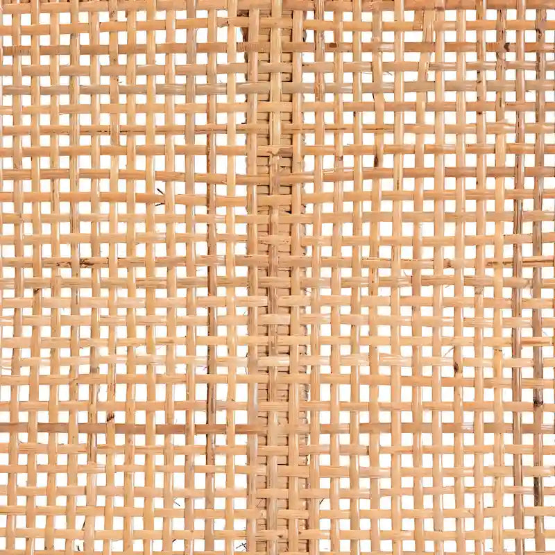 Banc d'appoint bohème en rotin brun naturel et bois d'acajou