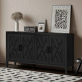 Houten dressoir met 4 deuren, keperpatroon, Amerikaanse landelijke vintage stijl, voor woonkamer, eetkamer, hal en entree