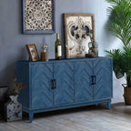 Houten dressoir met 4 deuren, keperpatroon, Amerikaanse landelijke vintage stijl, voor woonkamer, eetkamer, hal en entree