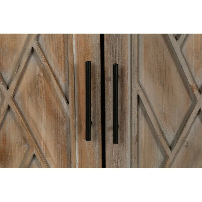 Houten dressoir met 4 deuren, keperpatroon, Amerikaanse landelijke vintage stijl, voor woonkamer, eetkamer, hal en entree