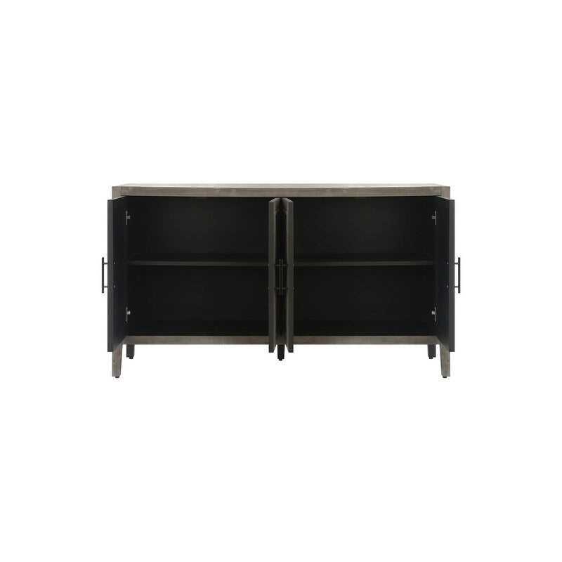 Houten dressoir met 4 deuren, keperpatroon, Amerikaanse landelijke vintage stijl, voor woonkamer, eetkamer, hal en entree