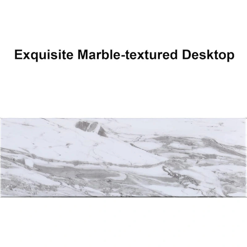 Console Rectangulaire – Or / Argent, Plateau en MDF Moderne et Piétement Double X en Acier Inoxydable, 1–2 Utilisateurs