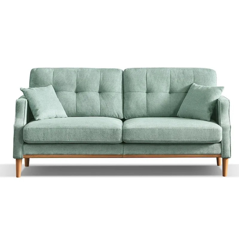 Canapé 3 places en tissu avec port de chargement USB – Bleu foncé / Gris clair / Bleu / Jaune, Rembourrage en mousse moderne imperméable, 3 utilisateurs