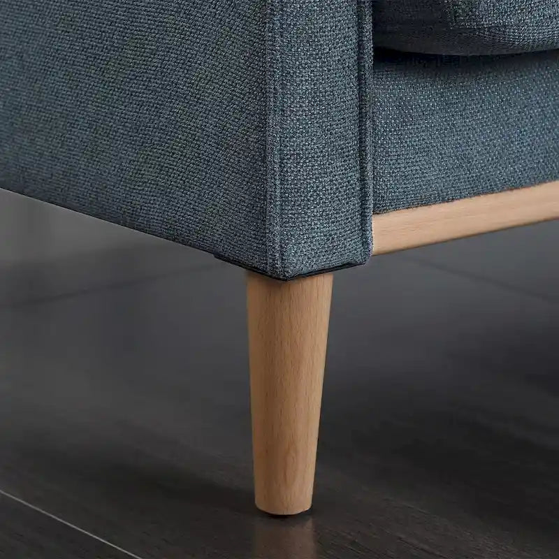 Canapé 3 places en tissu avec port de chargement USB – Bleu foncé / Gris clair / Bleu / Jaune, Rembourrage en mousse moderne imperméable, 3 utilisateurs