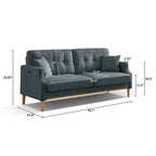 Canapé 3 places en tissu avec port de chargement USB – Bleu foncé / Gris clair / Bleu / Jaune, Rembourrage en mousse moderne imperméable, 3 utilisateurs