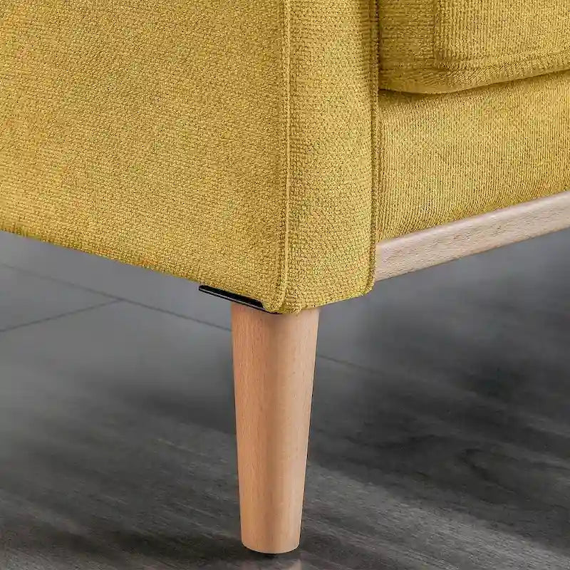 Canapé 3 places en tissu avec port de chargement USB – Bleu foncé / Gris clair / Bleu / Jaune, Rembourrage en mousse moderne imperméable, 3 utilisateurs