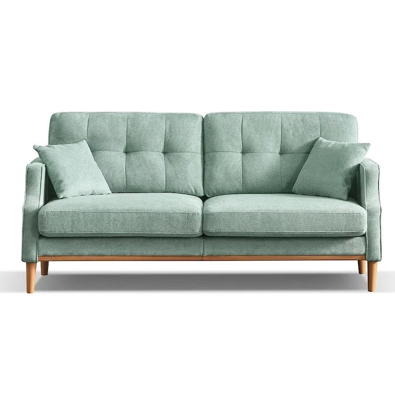 Canapé 3 places en tissu avec port de chargement USB – Bleu foncé / Gris clair / Bleu / Jaune, Rembourrage en mousse moderne imperméable, 3 utilisateurs