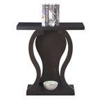 Console avec étagère – Expresso / Noir / Faux marbre noir, bois arqué moderne, utilisateur unique
