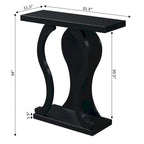 Console avec étagère – Expresso / Noir / Faux marbre noir, bois arqué moderne, utilisateur unique