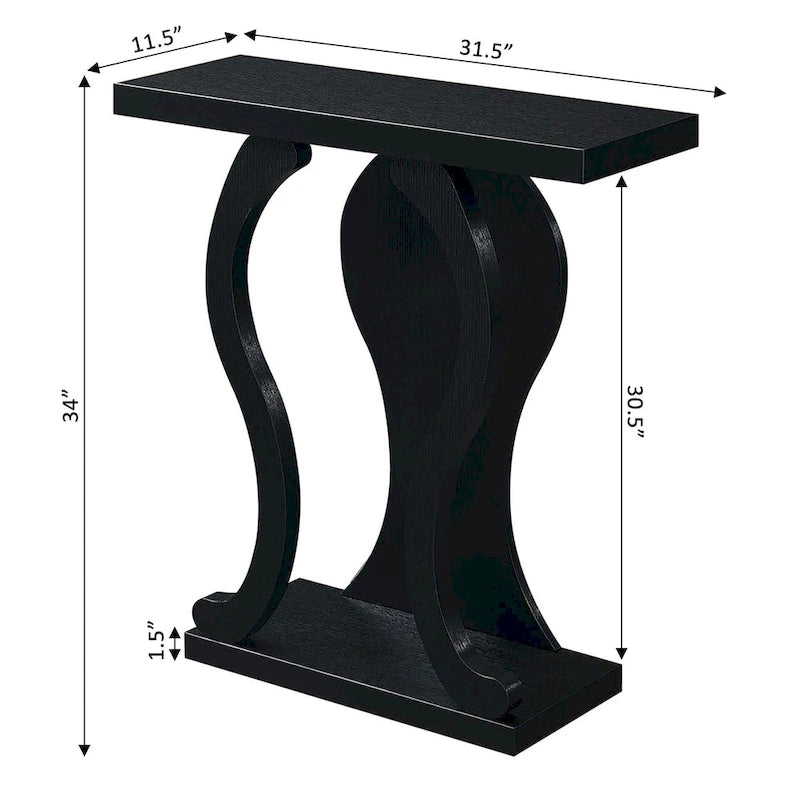 Console avec étagère – Expresso / Noir / Faux marbre noir, bois arqué moderne, utilisateur unique