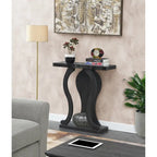 Console avec étagère – Expresso / Noir / Faux marbre noir, bois arqué moderne, utilisateur unique