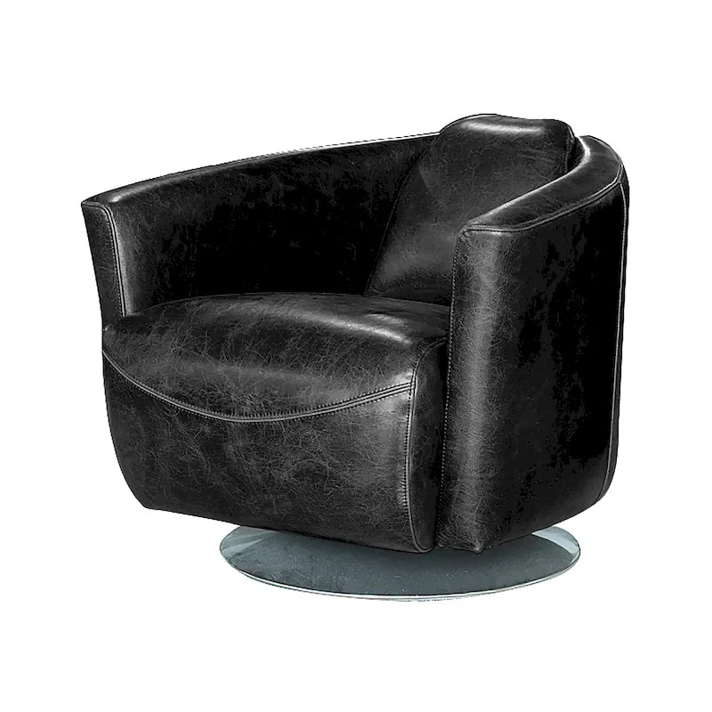 Fauteuil club pivotant marron/noir pour 1 personne