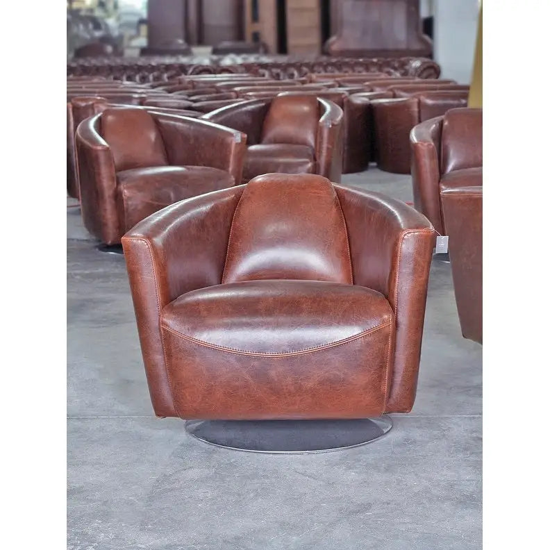 Fauteuil club pivotant marron/noir pour 1 personne