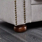 Canapé Chesterfield 3 places en tissu lin beige/gris clair