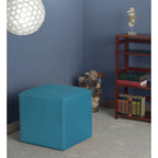 Pouf carré en vinyle – bleu paon/bleu marine/noir/vert émeraude/gris, rembourrage moderne en peluche, 1 à 2 utilisateurs