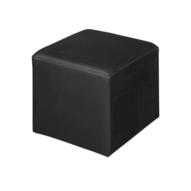 Pouf carré en vinyle – bleu paon/bleu marine/noir/vert émeraude/gris, rembourrage moderne en peluche, 1 à 2 utilisateurs