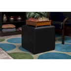 Pouf carré en vinyle – bleu paon/bleu marine/noir/vert émeraude/gris, rembourrage moderne en peluche, 1 à 2 utilisateurs